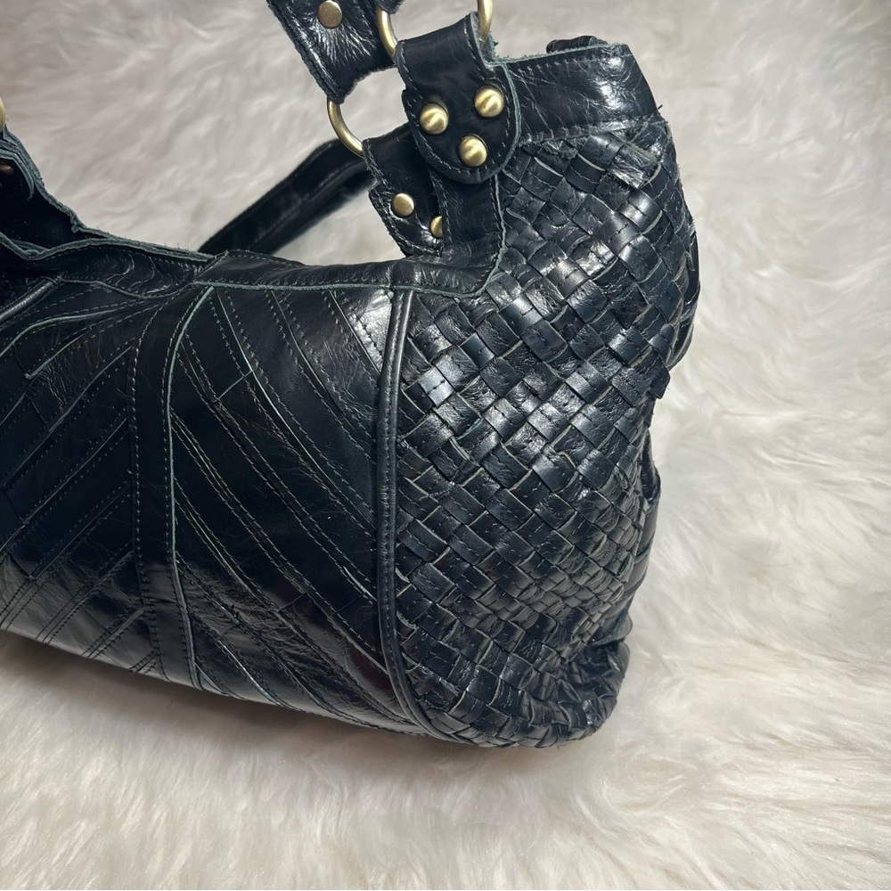 Nwot Ameri Leather Chic Black Woven Shoulder Bag … - image 5